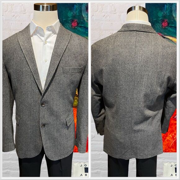 Joseph Abboud XL 44R Mens Gray Herringbone Flannel Blazer Sport Jacket - Picture 7 of 14